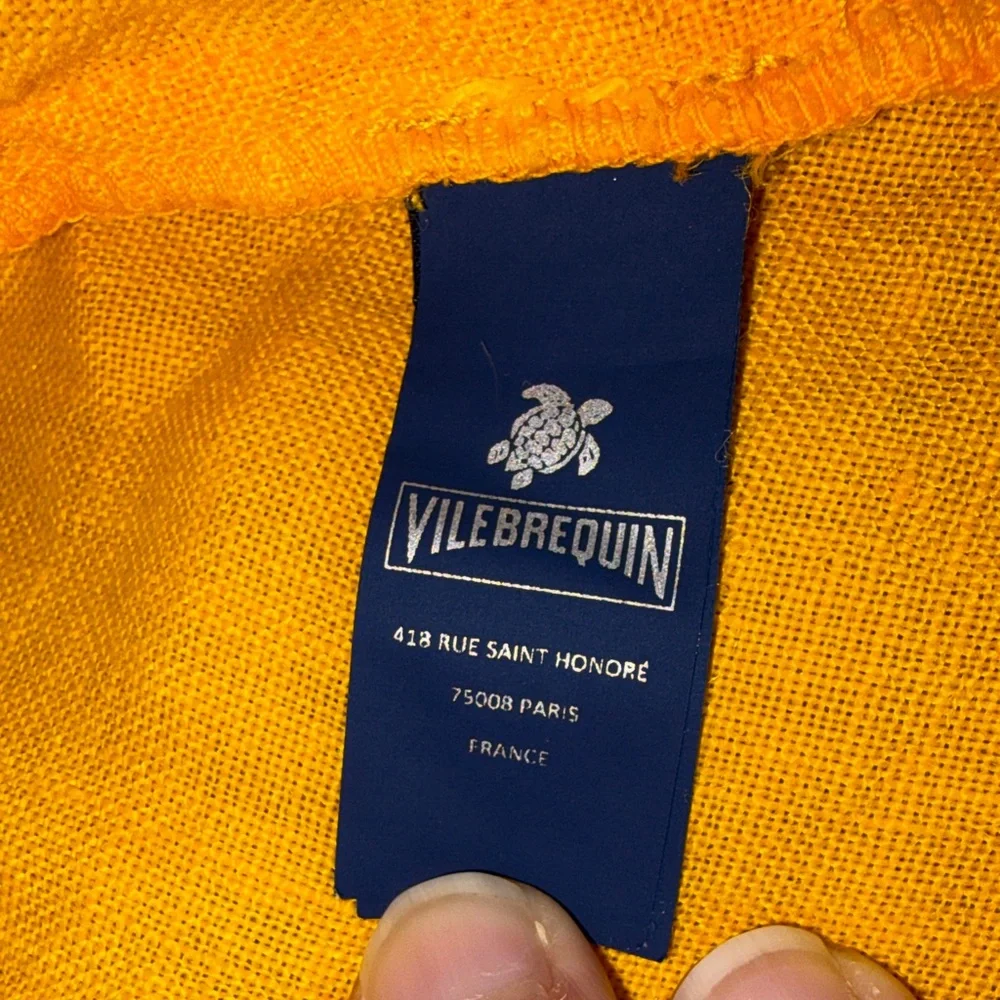Vilebrequin Girls Linen Dress Sz 4 Yellow Short Sleeve Pockets Luxury Resort
